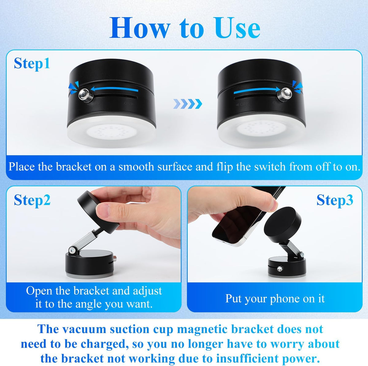 Mobile Phone Vacuum Suction Cup Holder Foldable,Multifunctional Vacuum Suction Phone Holder,Vacuum Suction Car Phone Mount for iphone16/15/14/13/12,Car/Mirror/Gym (Black)