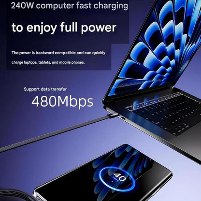 240W Super Fast Charging 2-in-1 Cable with Invisible Holder & Stand for Gaming, Office, Car Travel