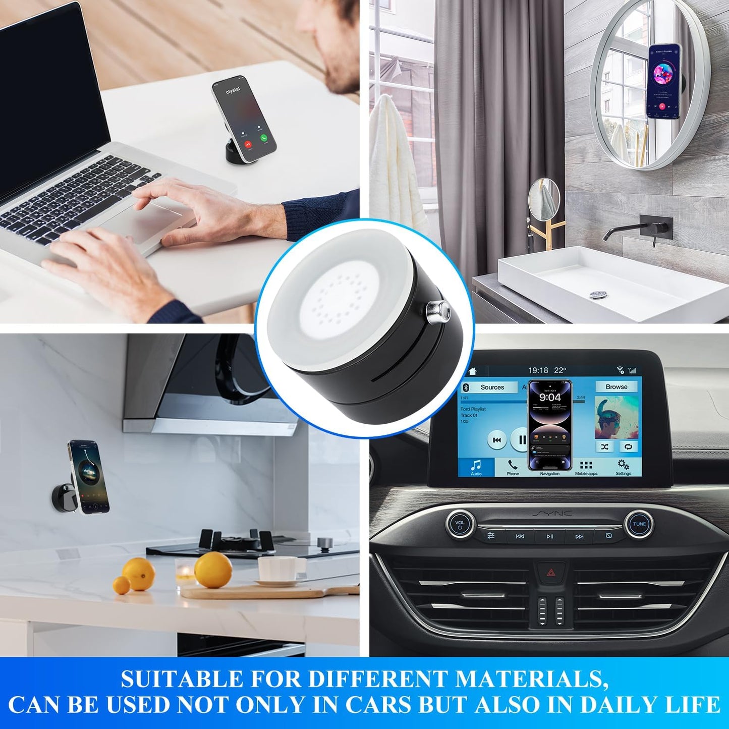 Mobile Phone Vacuum Suction Cup Holder Foldable,Multifunctional Vacuum Suction Phone Holder,Vacuum Suction Car Phone Mount for iphone16/15/14/13/12,Car/Mirror/Gym (Black)