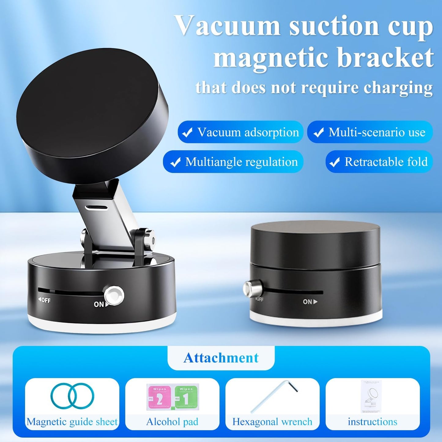 Mobile Phone Vacuum Suction Cup Holder Foldable,Multifunctional Vacuum Suction Phone Holder,Vacuum Suction Car Phone Mount for iphone16/15/14/13/12,Car/Mirror/Gym (Black)